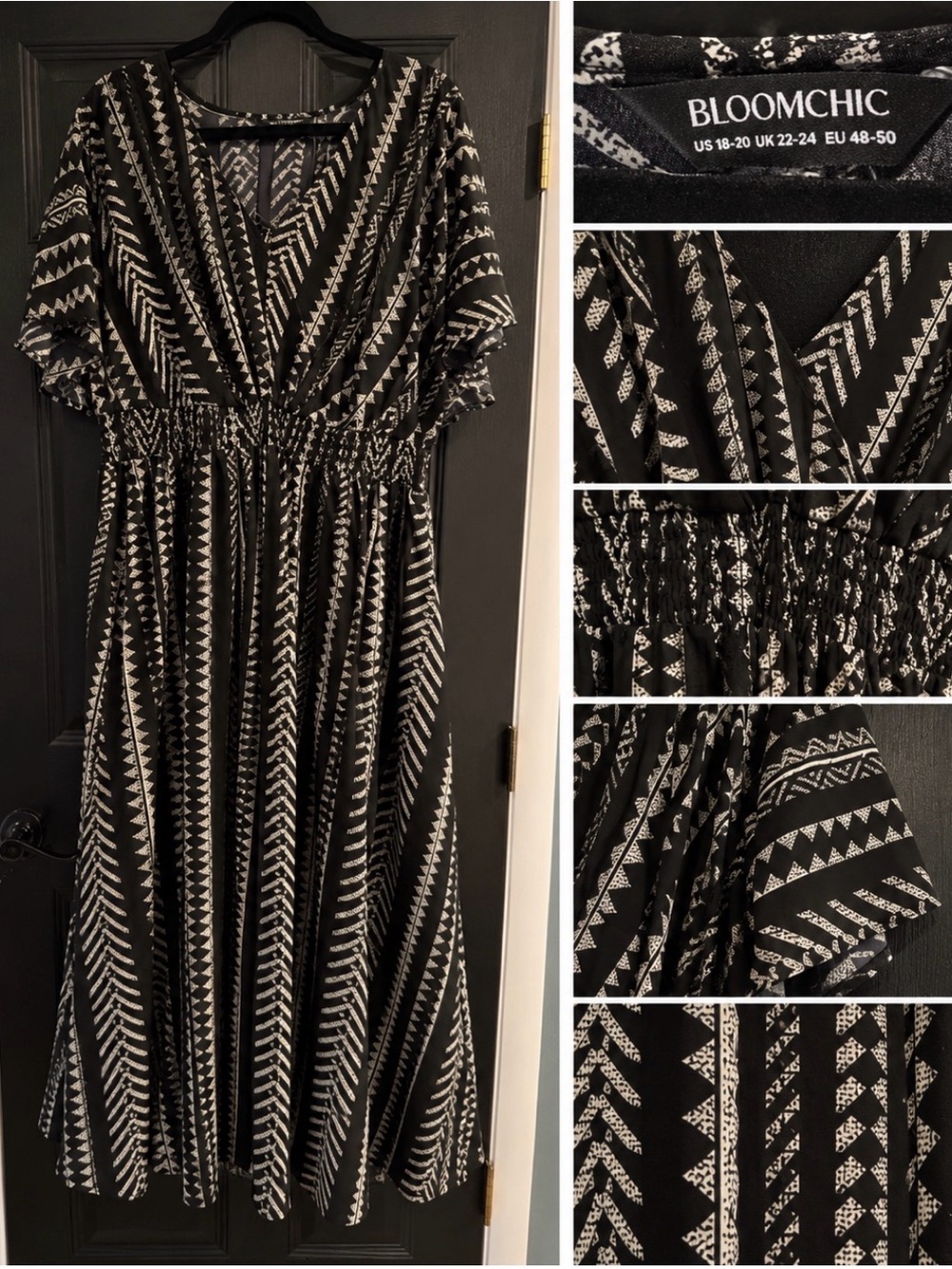 BloomChic Black & White Geometric Maxi Dress